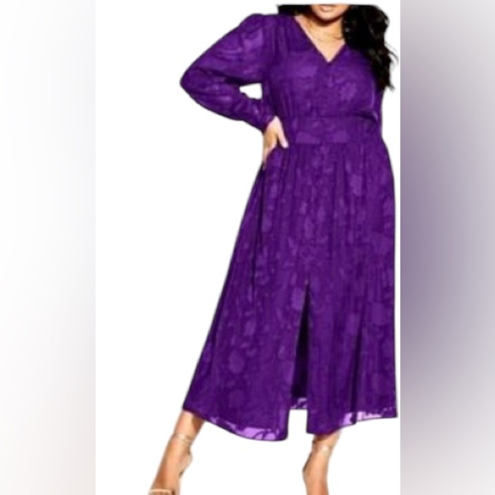 City Chic Sweet Sass Maxi Dress in Petunia Button front Sz 12